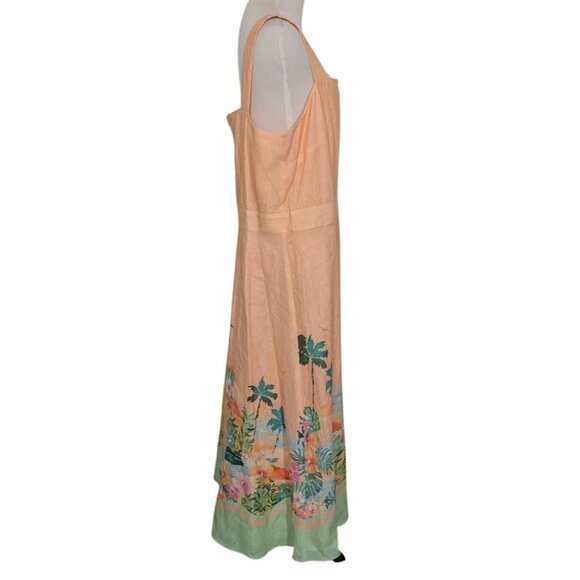 NEW Talbots Sunset Horizon Floral Maxi Dress Womens Size 16 Tropical Peach - Picture 9 of 13